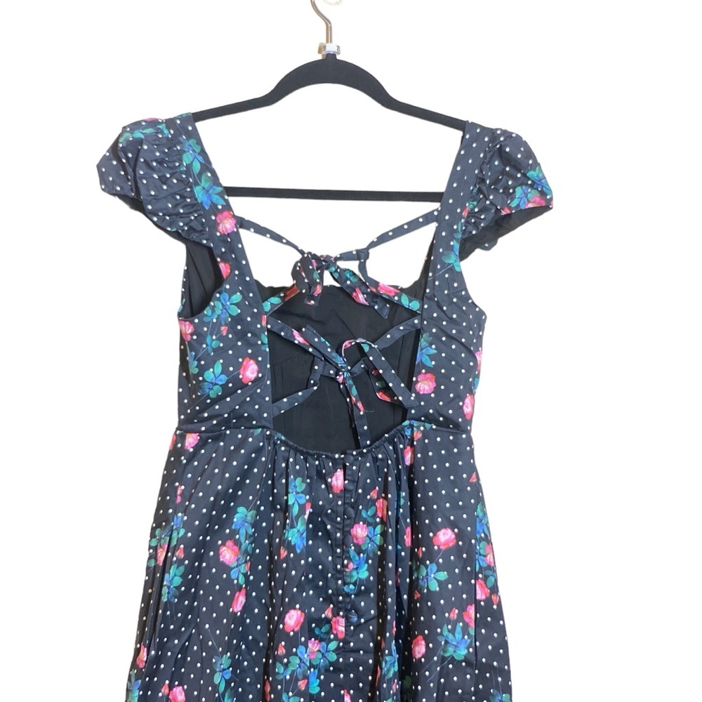 NWOT FOR LOVE & LEMONS Florentina Black & Floral Print Midi Dress, size Small - Picture 9 of 14